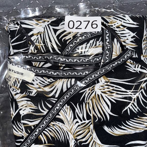 Max Studio Womens 3X Black & White Leaf Print Top Blouse - Picture 10 of 12